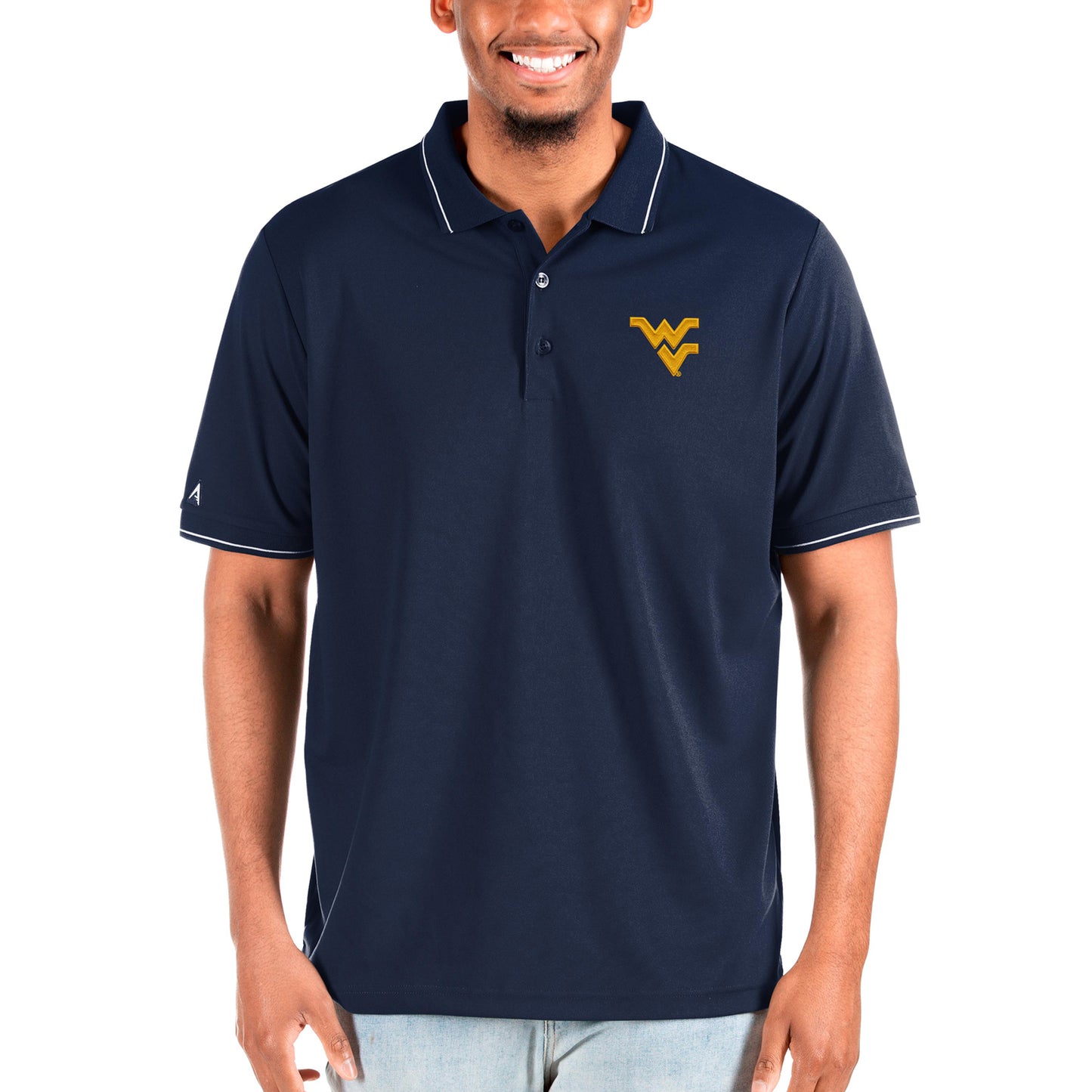 Men's Antigua Navy West Virginia Mountaineers Affluent Big & Tall Polo