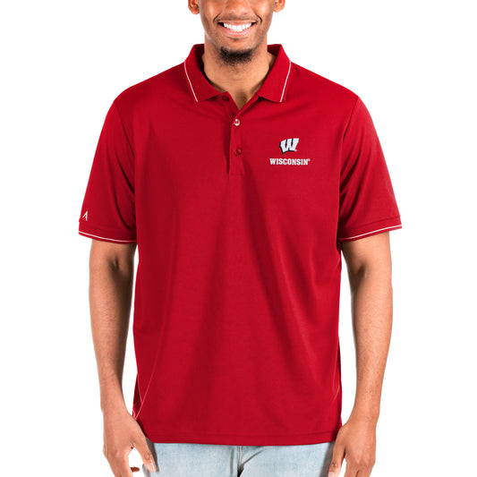 Men's Antigua Red Wisconsin Badgers Affluent Big & Tall Polo