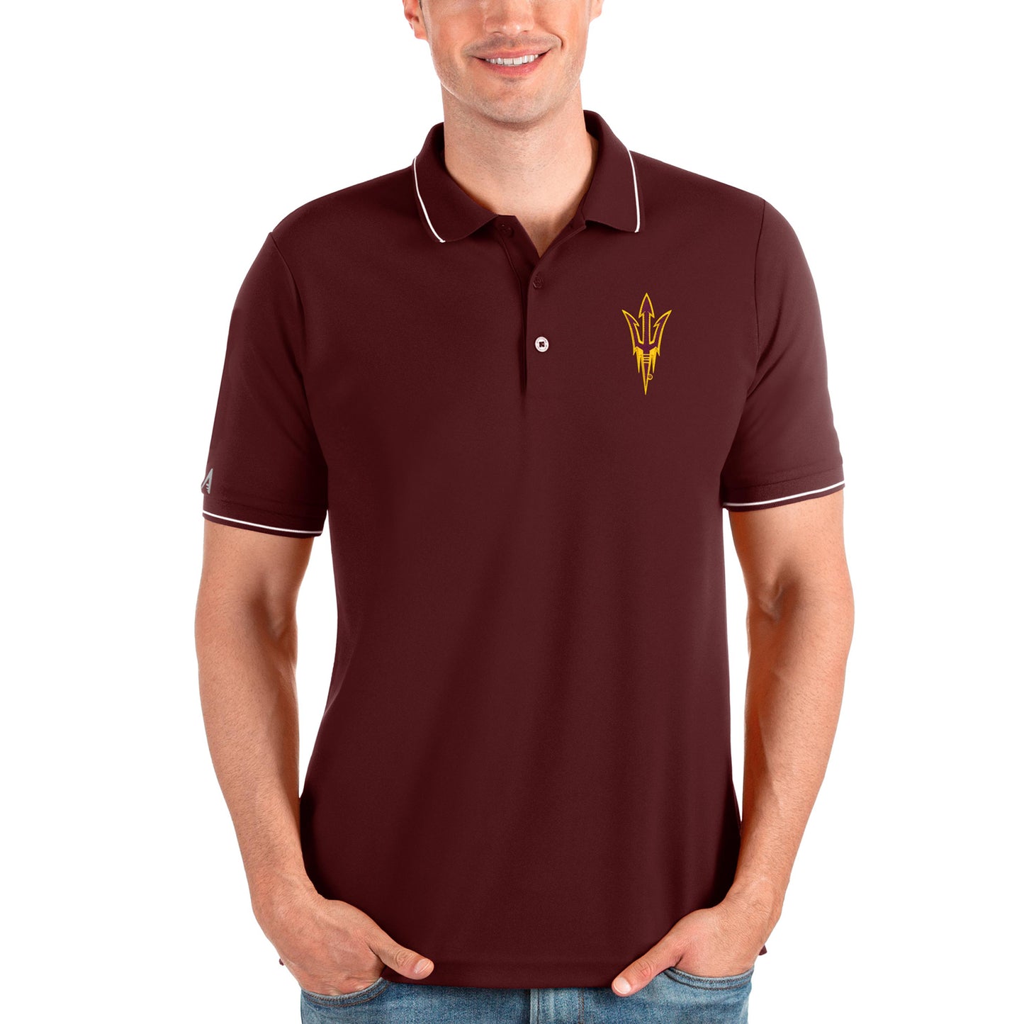 Men's Antigua Maroon Arizona State Sun Devils Affluent Polo