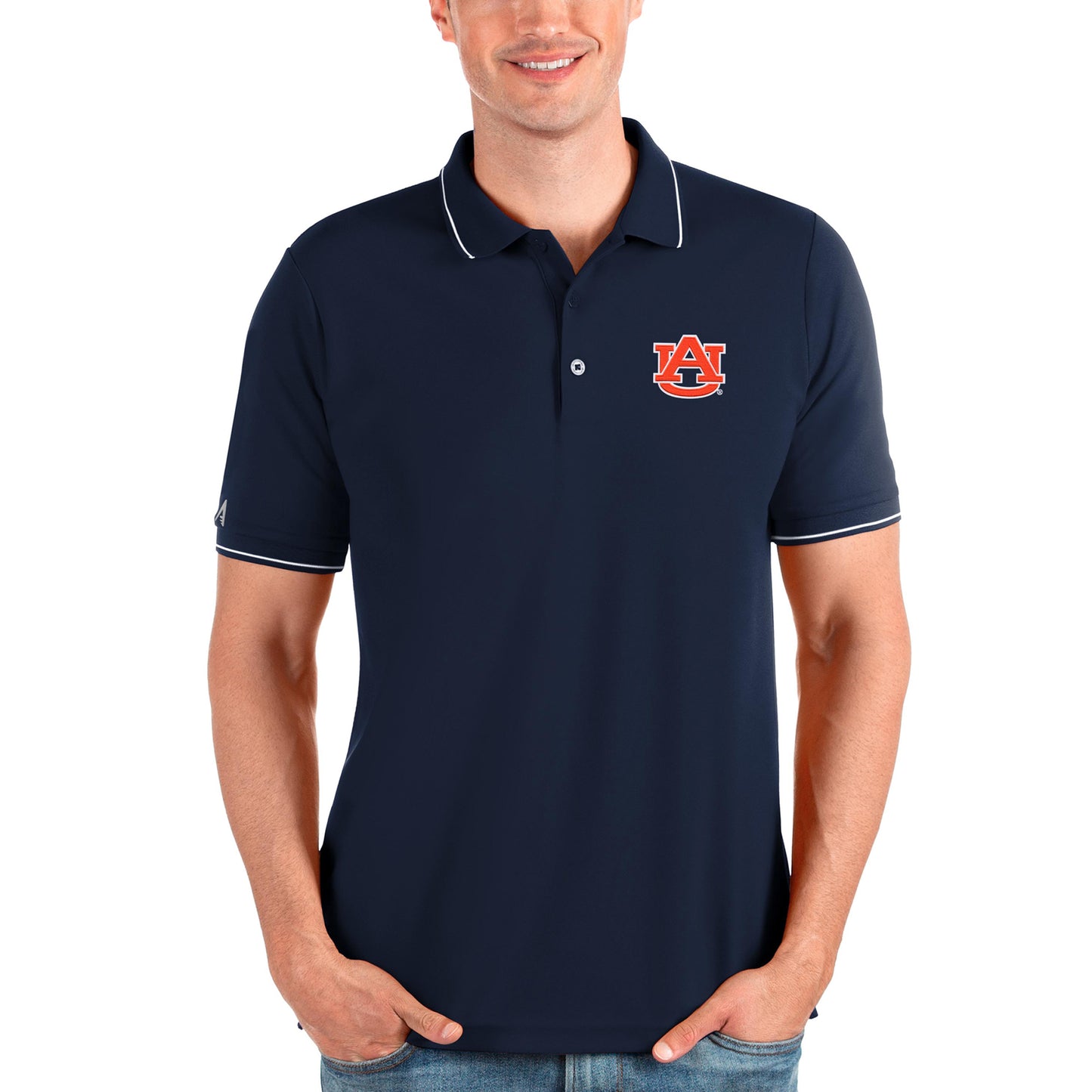 Men's Antigua Navy Auburn Tigers Affluent Polo