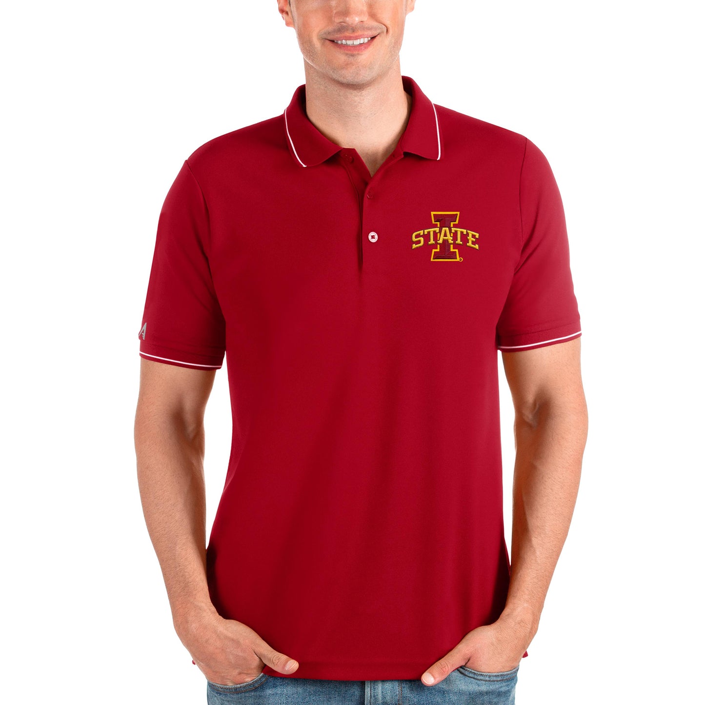 Men's Antigua Cardinal Iowa State Cyclones Affluent Polo