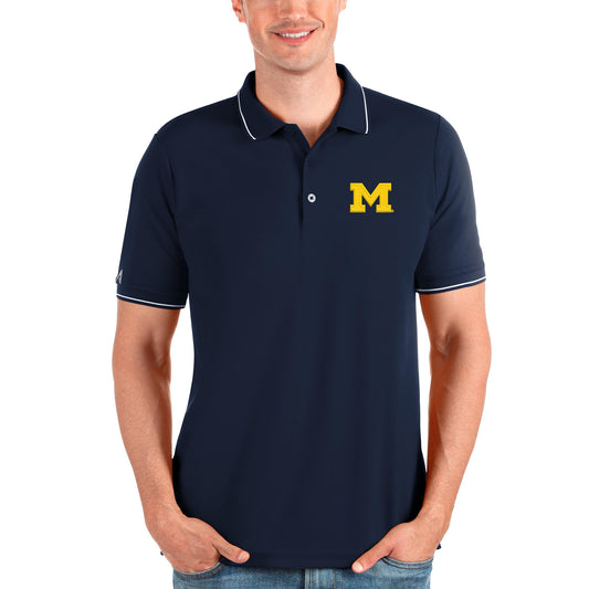 Men's Antigua Navy Michigan Wolverines Affluent Polo