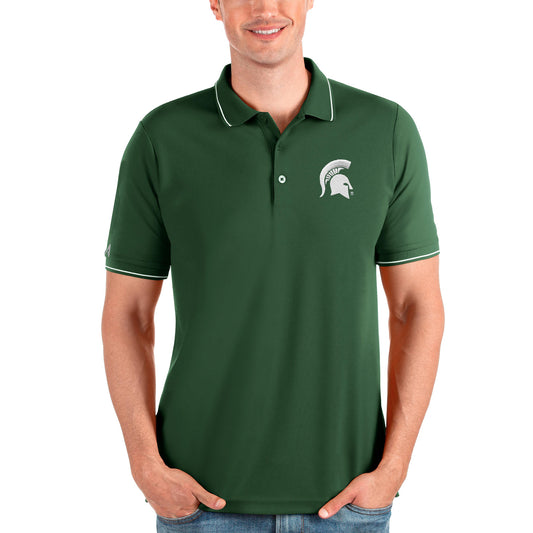 Men's Antigua Green Michigan State Spartans Affluent Polo