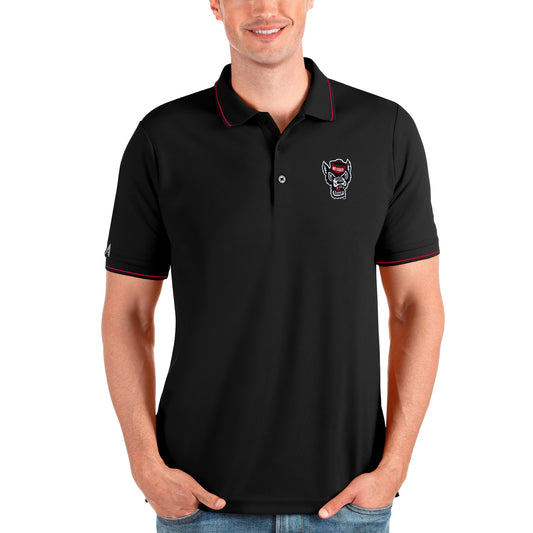 Men's Antigua Black/Red NC State Wolfpack Affluent Polo