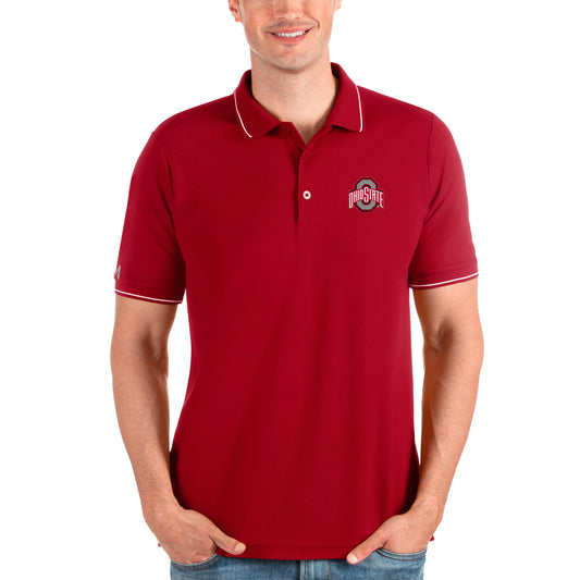 Men's Antigua Scarlet Ohio State Buckeyes Affluent Polo