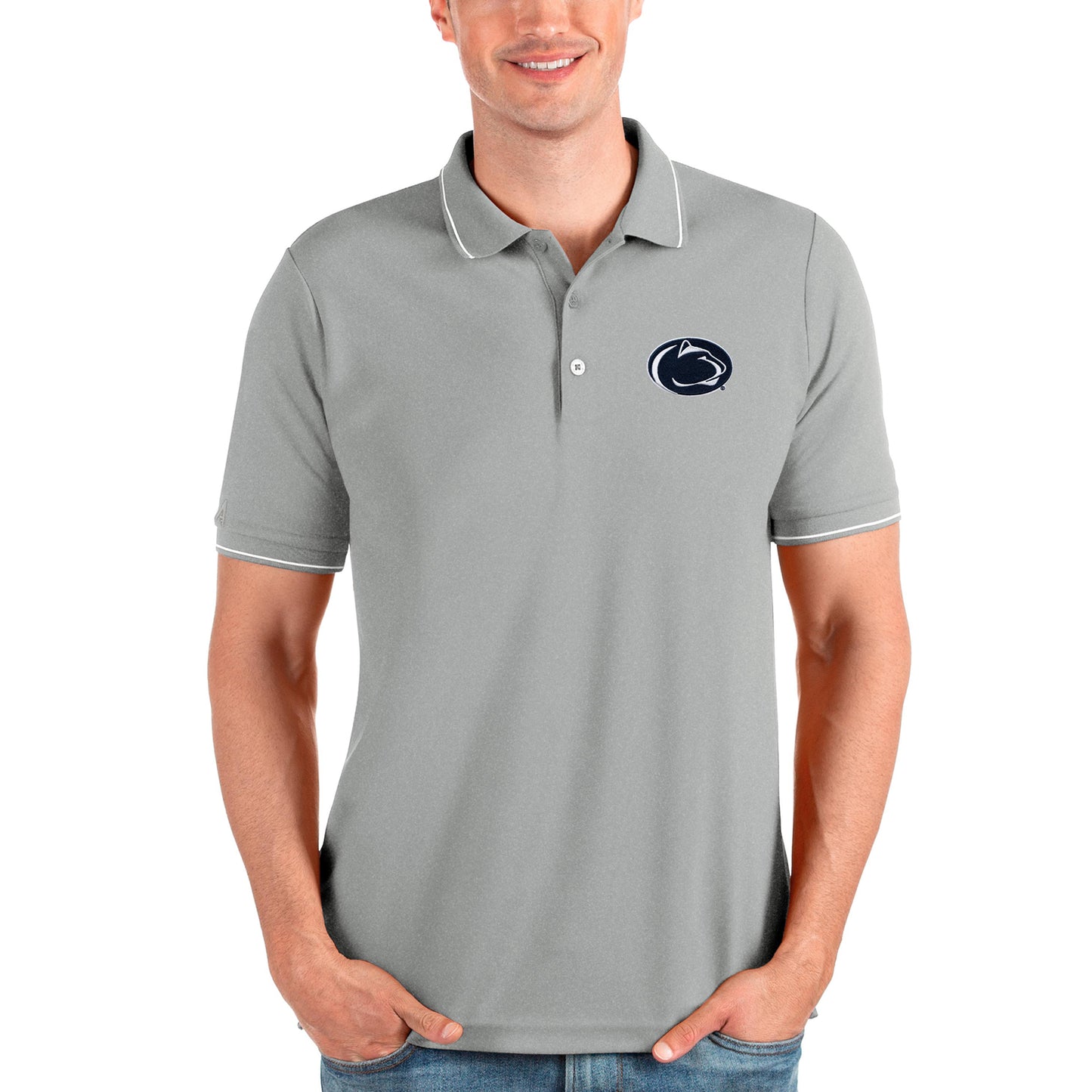 Men's Antigua Gray Penn State Nittany Lions Affluent Polo