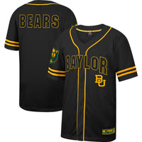 Men's Colosseum Black Baylor Bears Free Spirited Mesh Button-Up Baseball Jersey