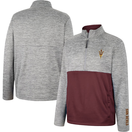 Men's Colosseum Gray Arizona State Sun Devils John Half-Zip Jacket