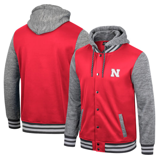 Men's Colosseum Scarlet Nebraska Huskers Robinson Hoodie Full-Snap Jacket