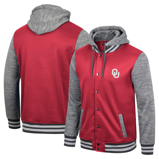 Men's Colosseum Crimson Oklahoma Sooners Robinson Hoodie Full-Snap Jacket