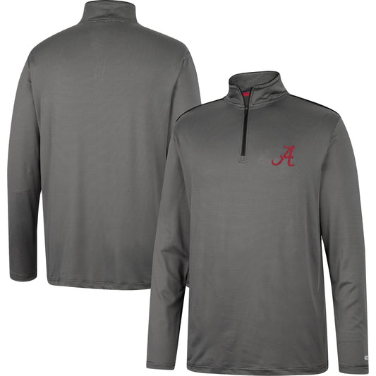 Men's Colosseum Charcoal Alabama Crimson Tide Logo Quarter-Zip Windshirt