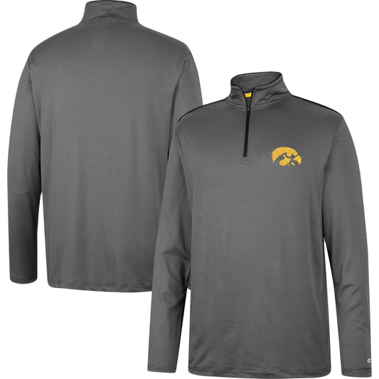 Men's Colosseum Charcoal Iowa Hawkeyes Logo Quarter-Zip Windshirt