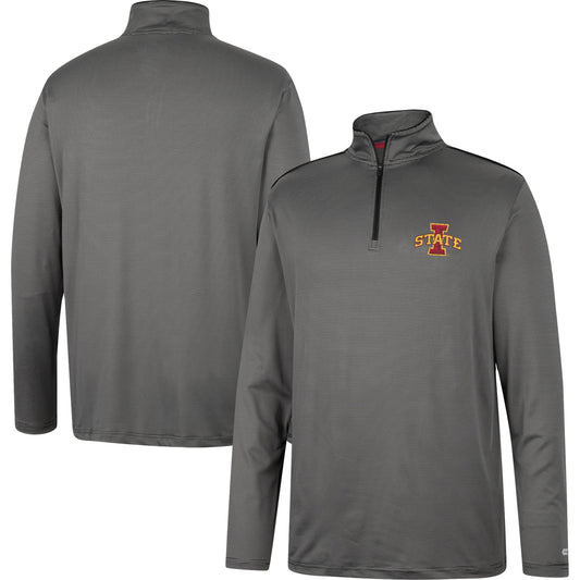 Men's Colosseum Charcoal Iowa State Cyclones Logo Quarter-Zip Windshirt