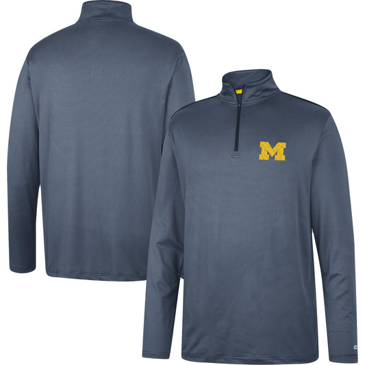Men's Colosseum Navy Michigan Wolverines Logo Quarter-Zip Windshirt