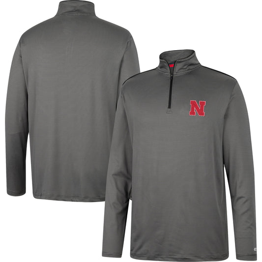 Men's Colosseum Charcoal Nebraska Huskers Logo Quarter-Zip Windshirt