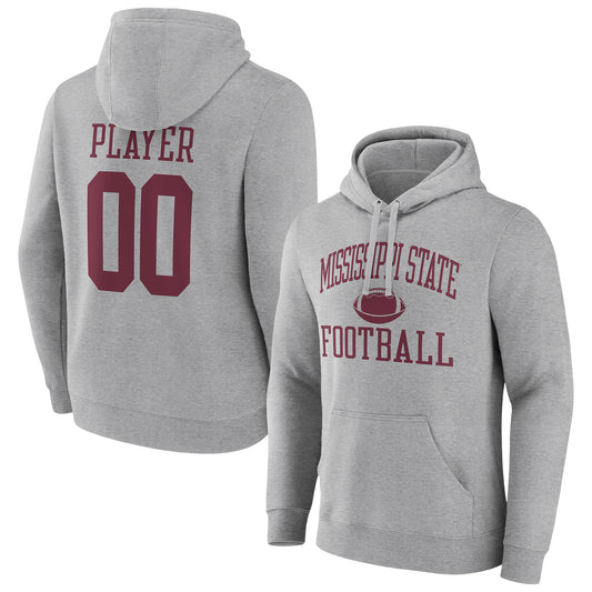 Men's Gray Mississippi State Bulldogs Football Pick-A-Player NIL Gameday Tradition Pullover Hoodie