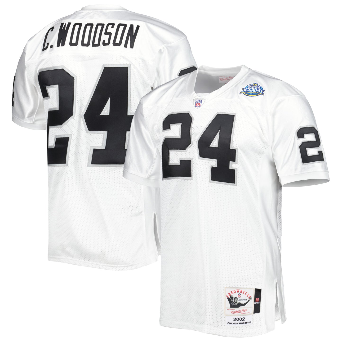 Men's Mitchell & Ness Charles Woodson White Las Vegas Raiders 2002 Authentic Throwback Retired Player Jersey