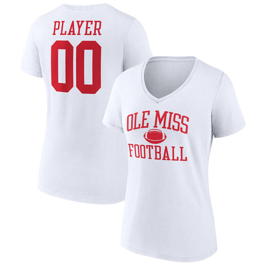 Women's White Ole Miss Rebels Football Pick-A-Player NIL Gameday Tradition V-Neck T-Shirt