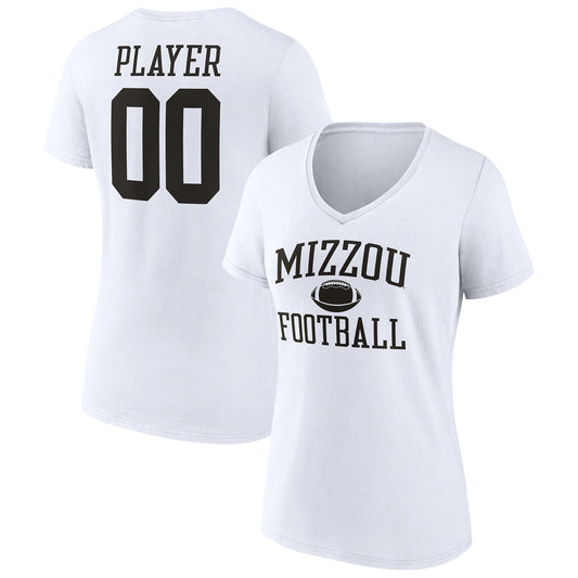 Women's White Missouri Tigers Football Pick-A-Player NIL Gameday Tradition V-Neck T-Shirt