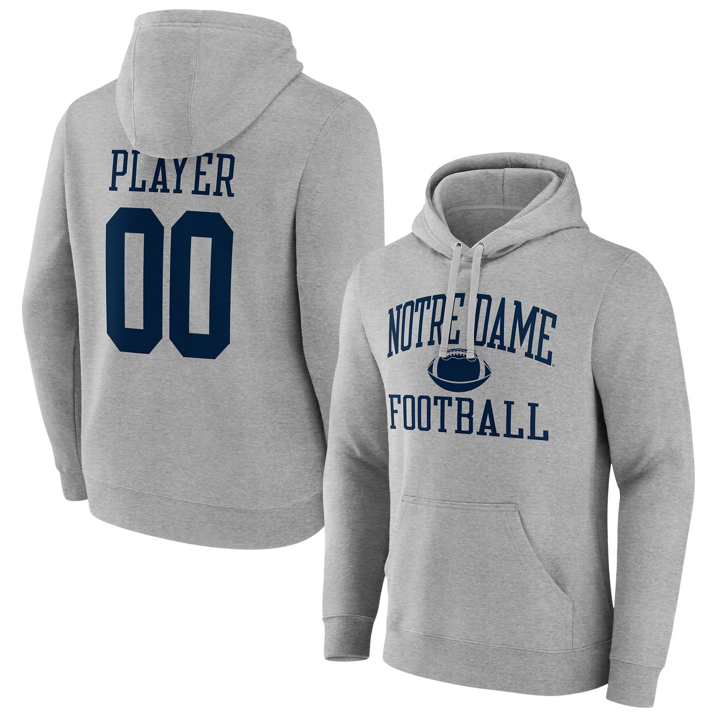 Men's Gray Notre Dame Fighting Irish Football Pick-A-Player NIL Gameday Tradition Pullover Hoodie