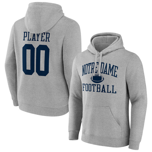 Men's Gray Notre Dame Fighting Irish Football Pick-A-Player NIL Gameday Tradition Pullover Hoodie