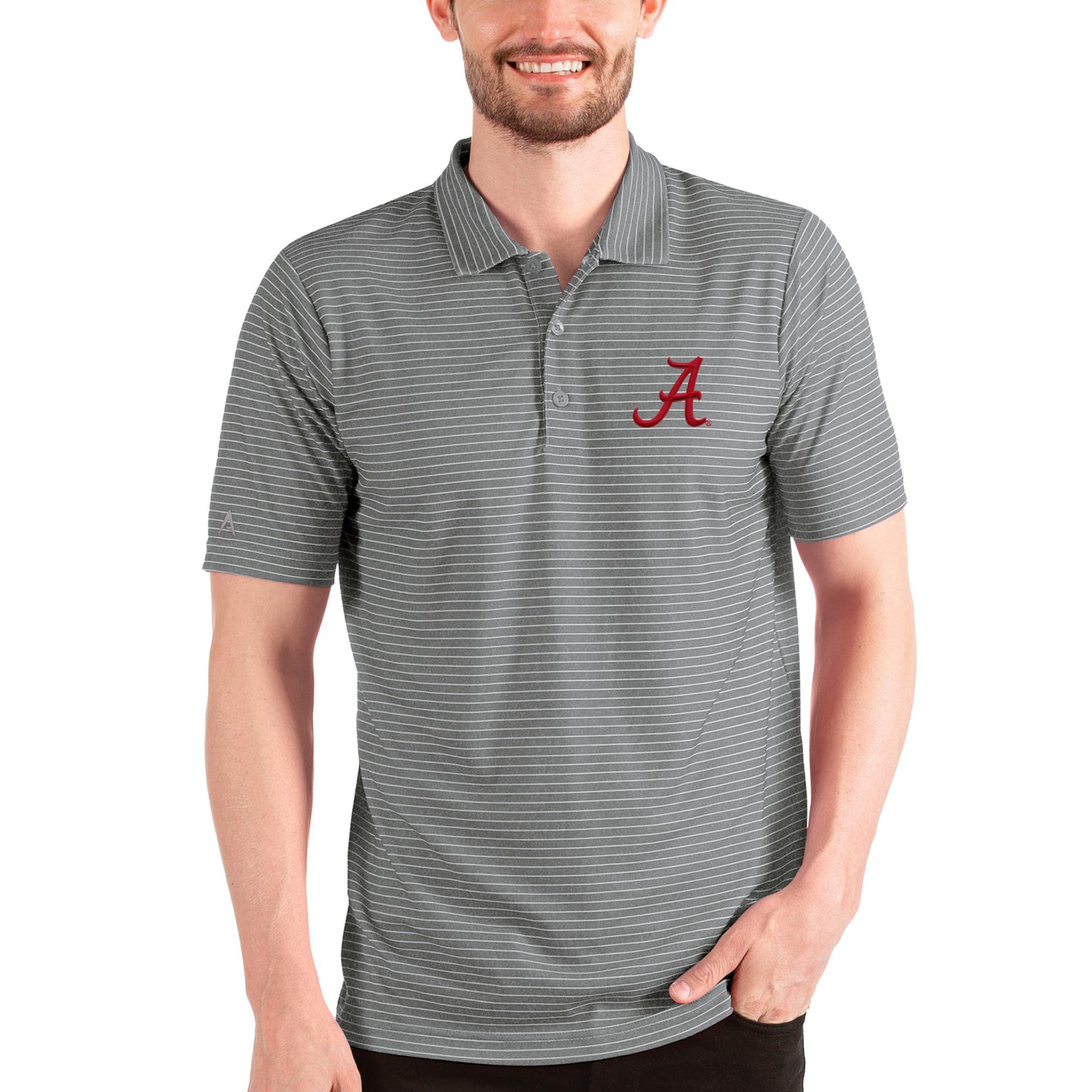 Men's Antigua Steel/White Alabama Crimson Tide Esteem Polo