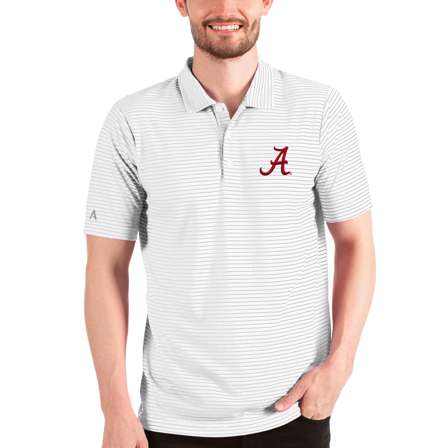 Men's Antigua White/Silver Alabama Crimson Tide Esteem Polo