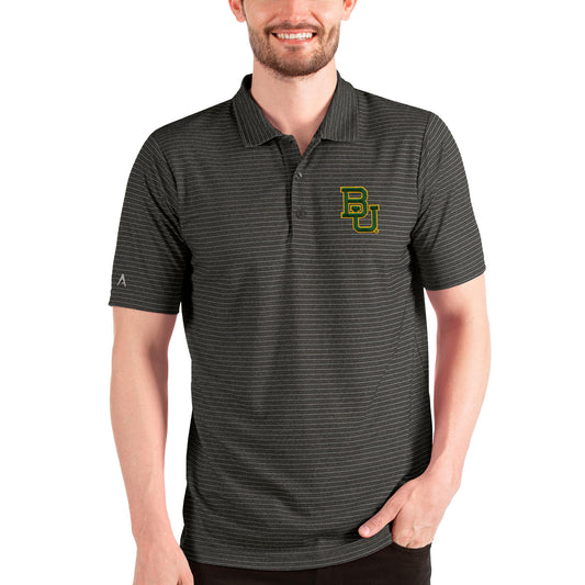 Men's Antigua Heathered Black/Silver Baylor Bears Esteem Polo