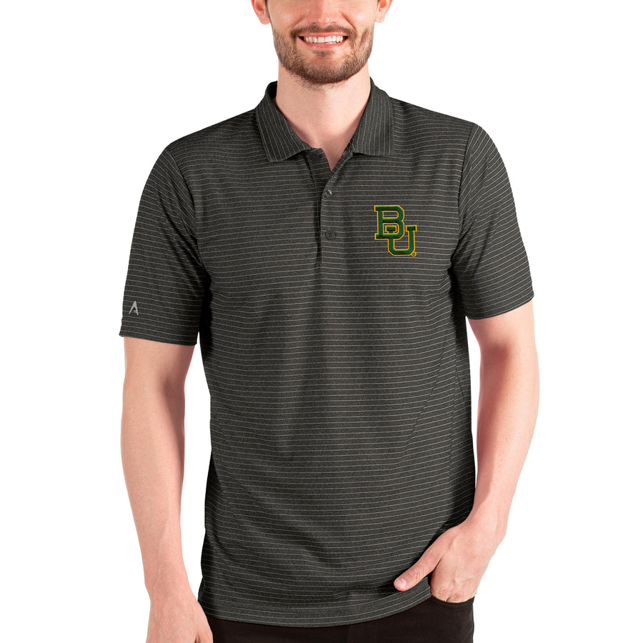 Men's Antigua Heathered Black/Silver Baylor Bears Esteem Polo