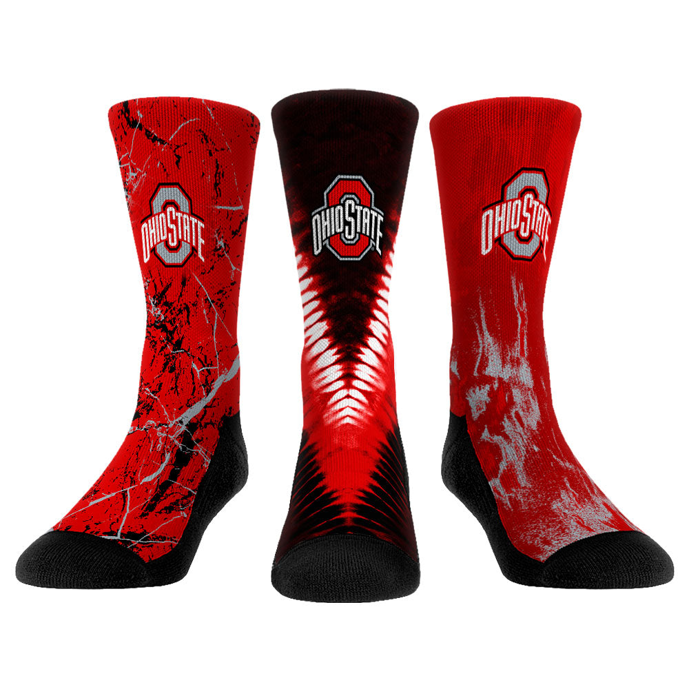 Unisex Rock Em Socks Ohio State Buckeyes Three-Pack Crew Socks Set