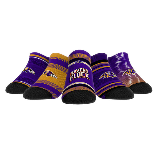 Unisex Rock Em Socks Baltimore Ravens Super Fan Five-Pack Low-Cut Socks Set