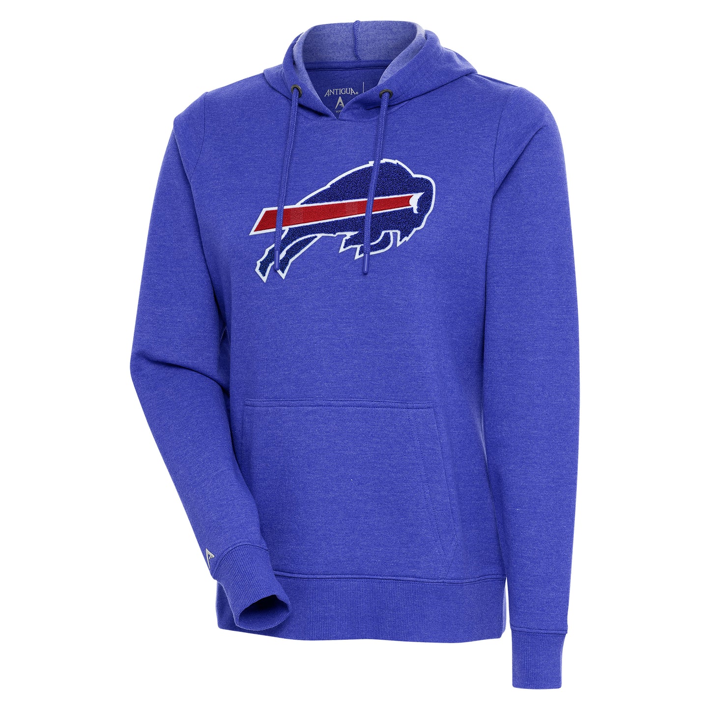 Women's Antigua Heathered Royal Buffalo Bills Action Chenille Pullover Hoodie