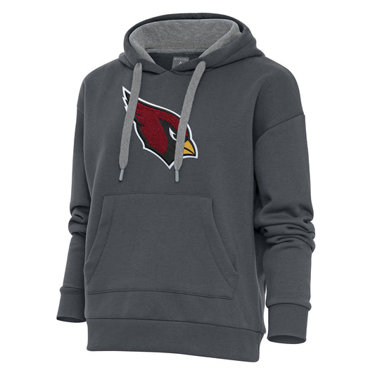 Women's Antigua Charcoal Arizona Cardinals Victory Chenille Pullover Hoodie