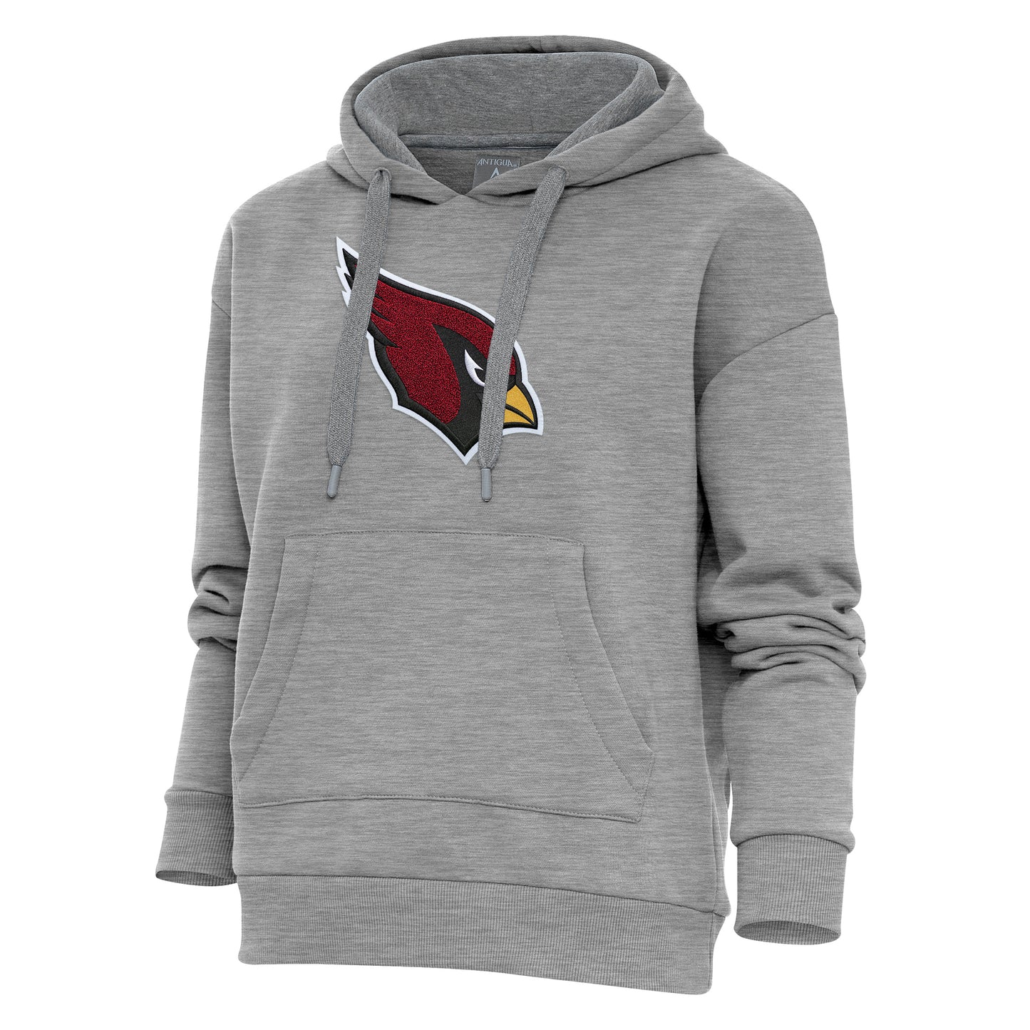 Women's Antigua Heathered Gray Arizona Cardinals Victory Chenille Pullover Hoodie