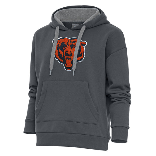 Women's Antigua Charcoal Chicago Bears Victory Chenille Pullover Hoodie
