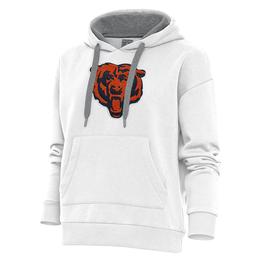 Women's Antigua White Chicago Bears Victory Chenille Pullover Hoodie