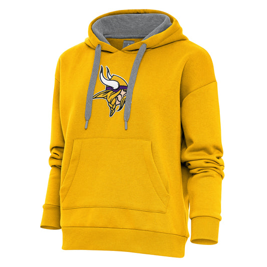 Women's Antigua Gold Minnesota Vikings Victory Chenille Pullover Hoodie