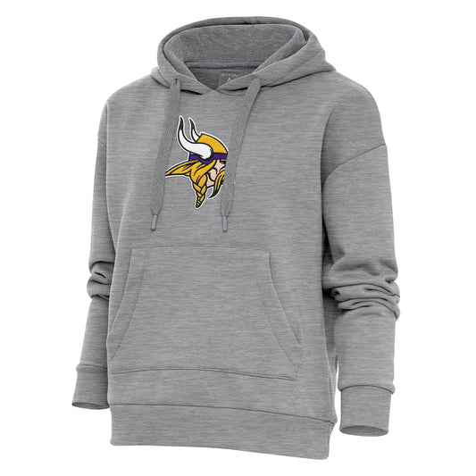 Women's Antigua Heathered Gray Minnesota Vikings Victory Chenille Pullover Hoodie