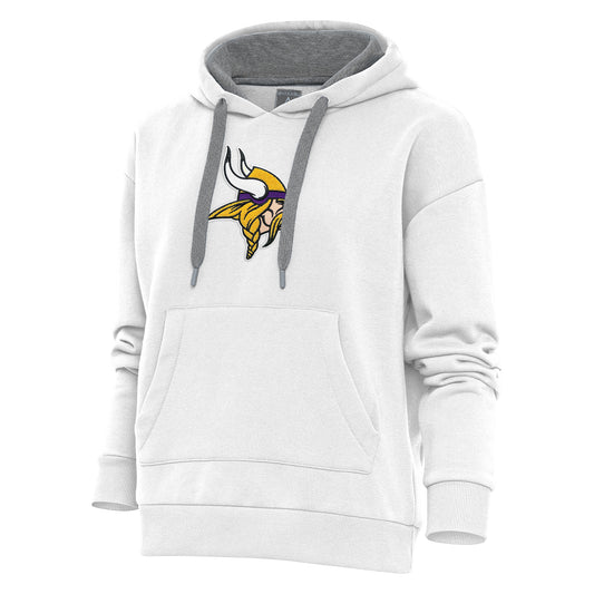 Women's Antigua White Minnesota Vikings Victory Chenille Pullover Hoodie