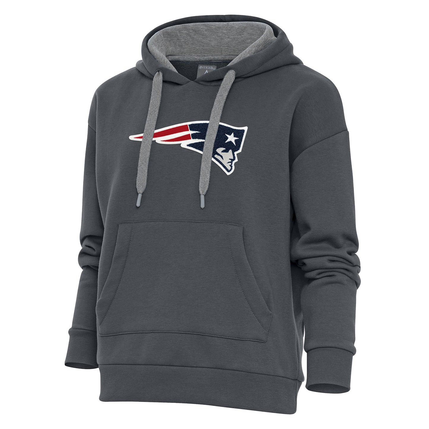 Women's Antigua Charcoal New England Patriots Victory Chenille Pullover Hoodie