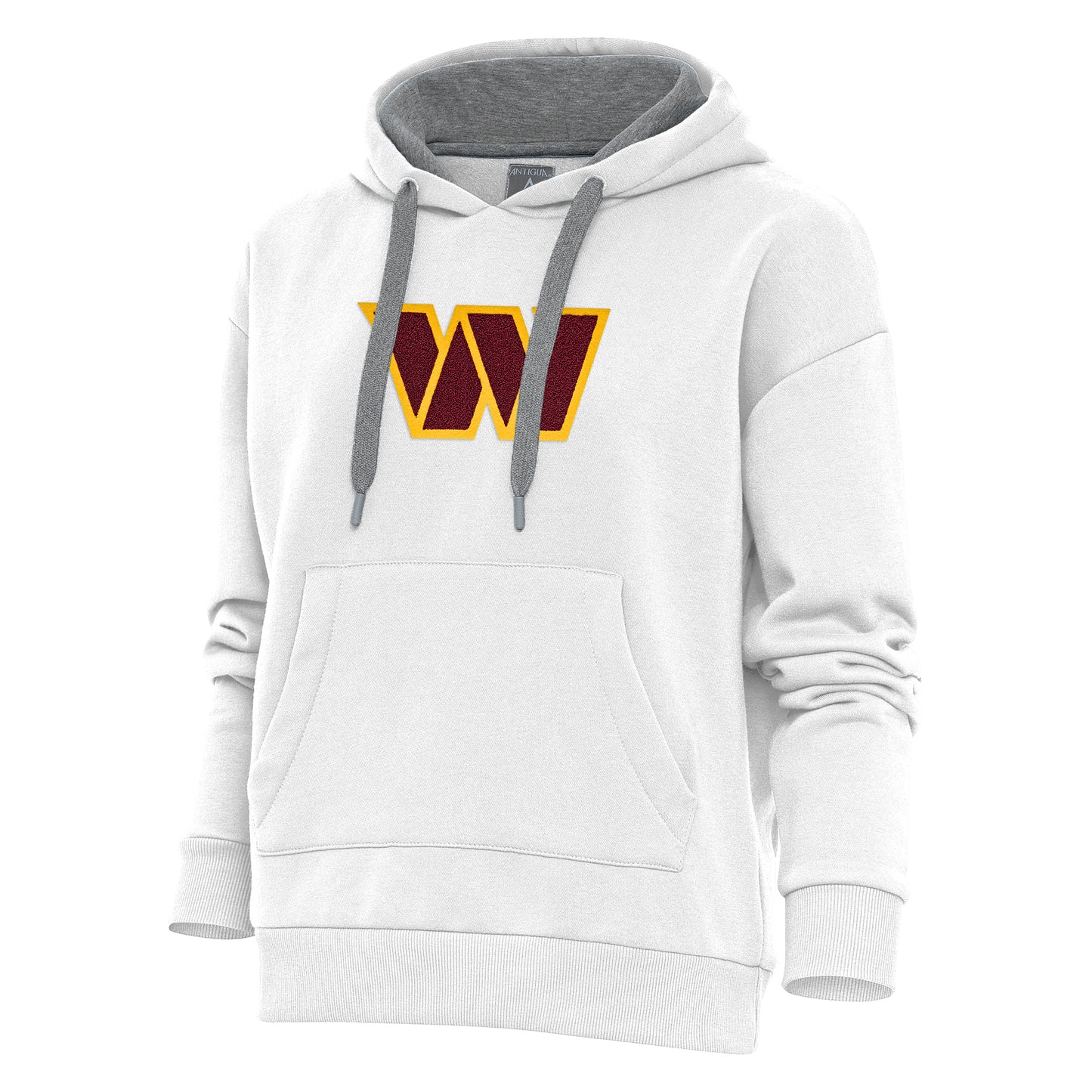 Women's Antigua White Washington Commanders Victory Chenille Pullover Hoodie