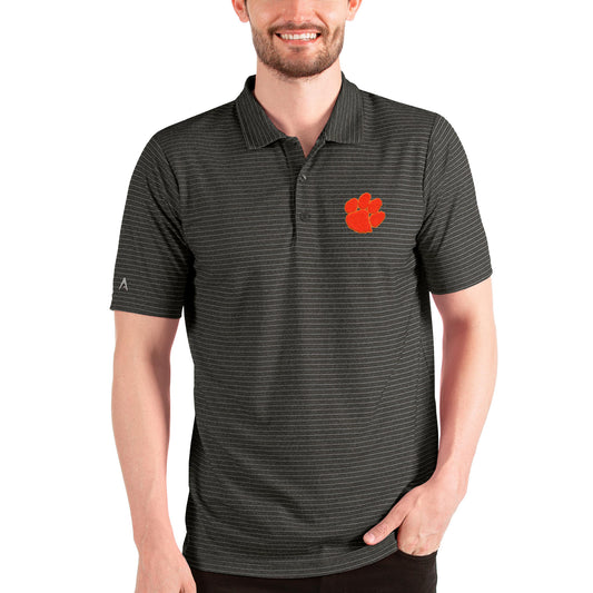 Men's Antigua Heathered Black/Silver Clemson Tigers Esteem Polo