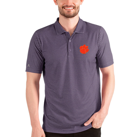 Men's Antigua Heathered Purple/White Clemson Tigers Esteem Polo