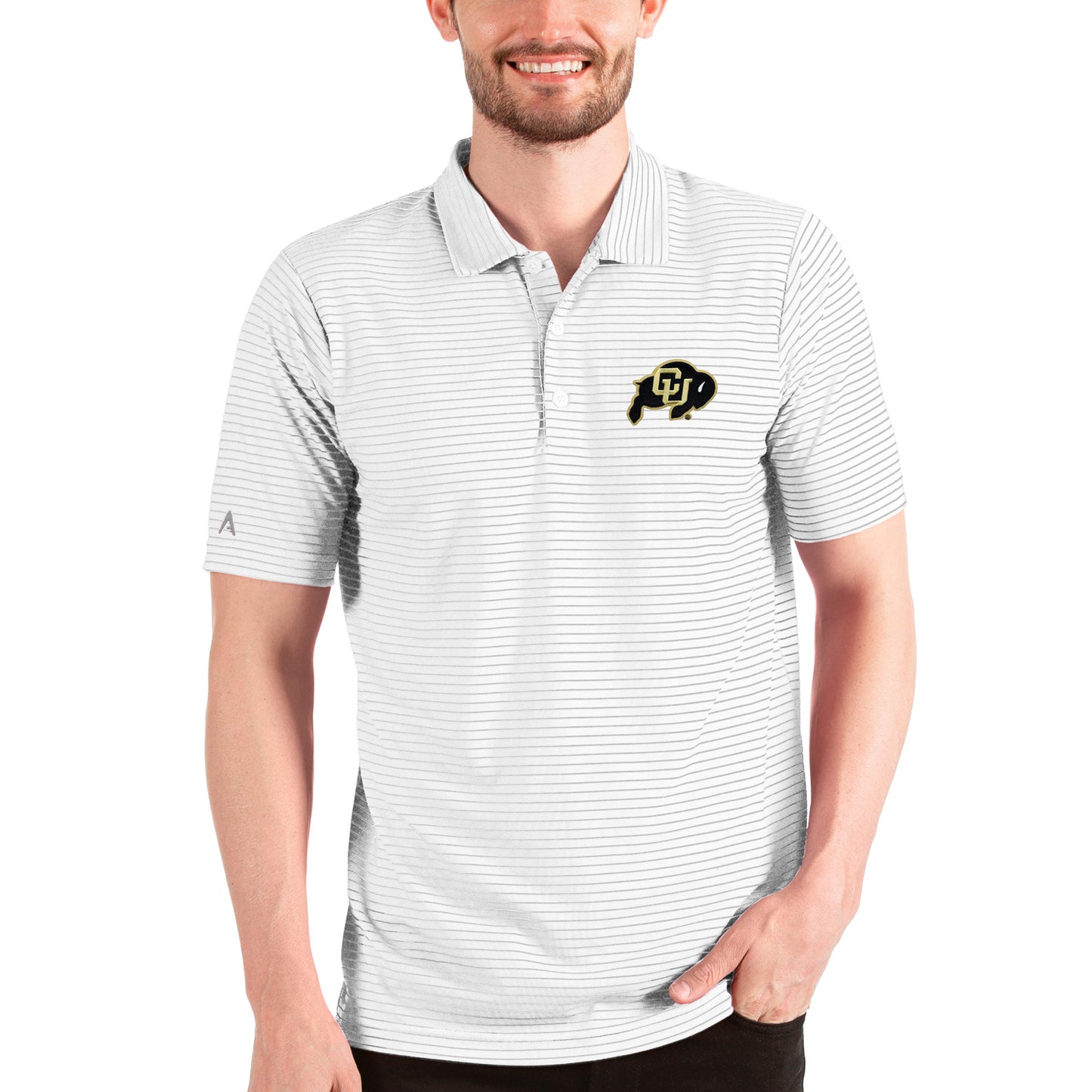 Men's Antigua White/Silver Colorado Buffaloes Esteem Polo