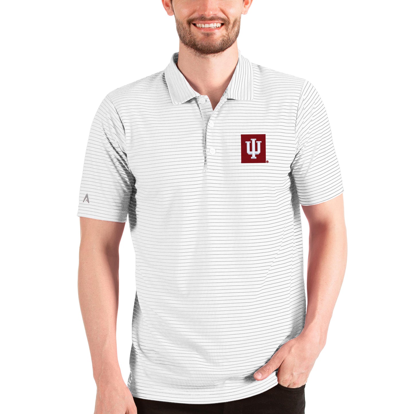 Men's Antigua White/Silver Indiana Hoosiers Esteem Polo