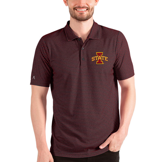 Men's Antigua Heathered Black/Red Iowa State Cyclones Esteem Polo