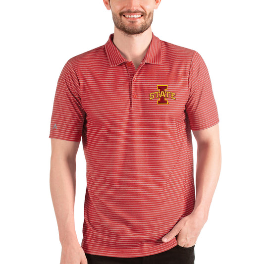 Men's Antigua Heathered Cardinal/White Iowa State Cyclones Esteem Polo