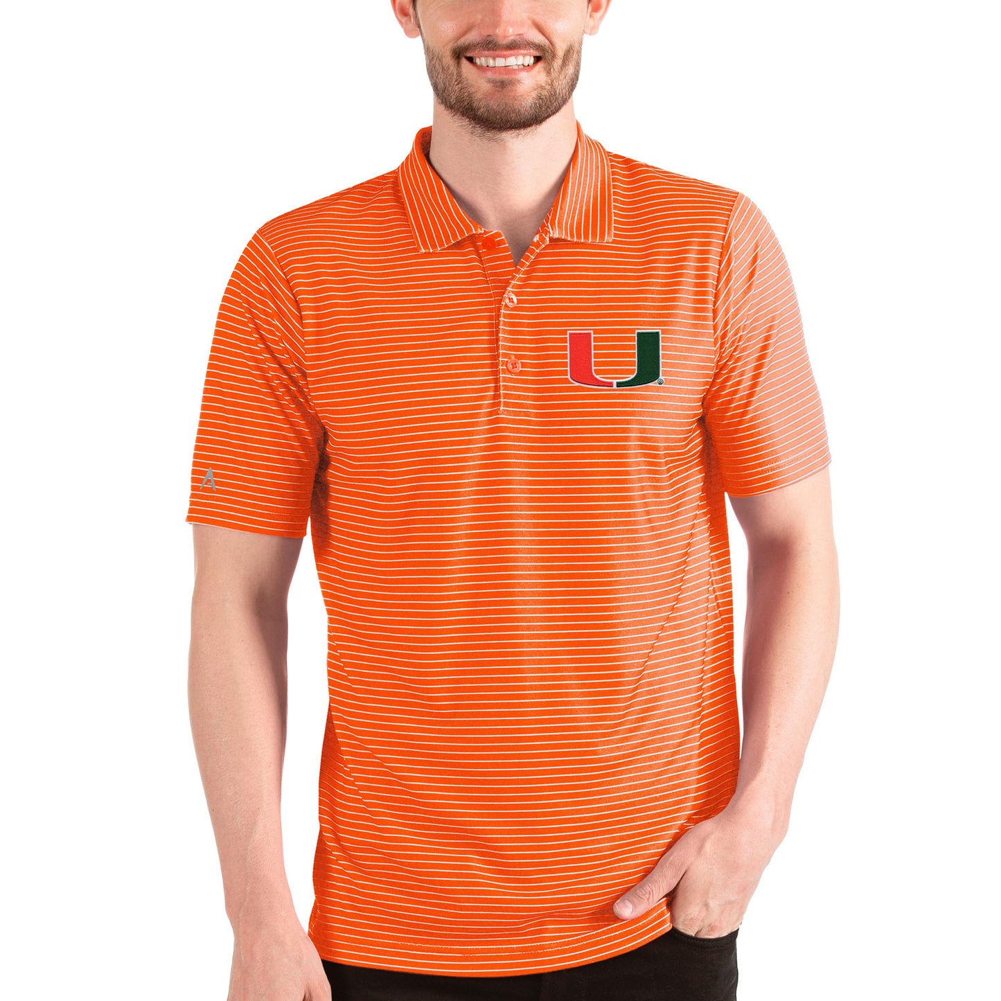 Men's Antigua Heathered Orange/White Miami Hurricanes Esteem Polo