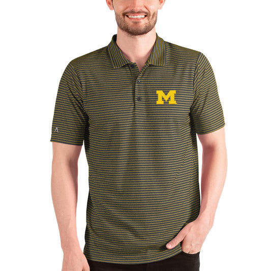 Men's Antigua Heathered Black/Gold Michigan Wolverines Esteem Polo