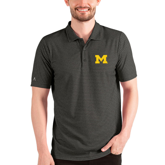 Men's Antigua Heathered Black/Silver Michigan Wolverines Esteem Polo